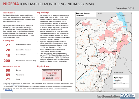 First-page preview of the Northeast Nigeria JMMI factsheet for December 2025