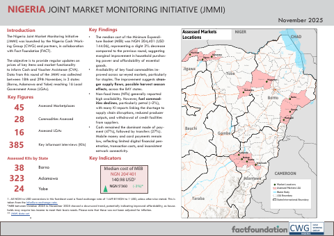 First-page preview of the Northeast Nigeria JMMI factsheet for November 2025