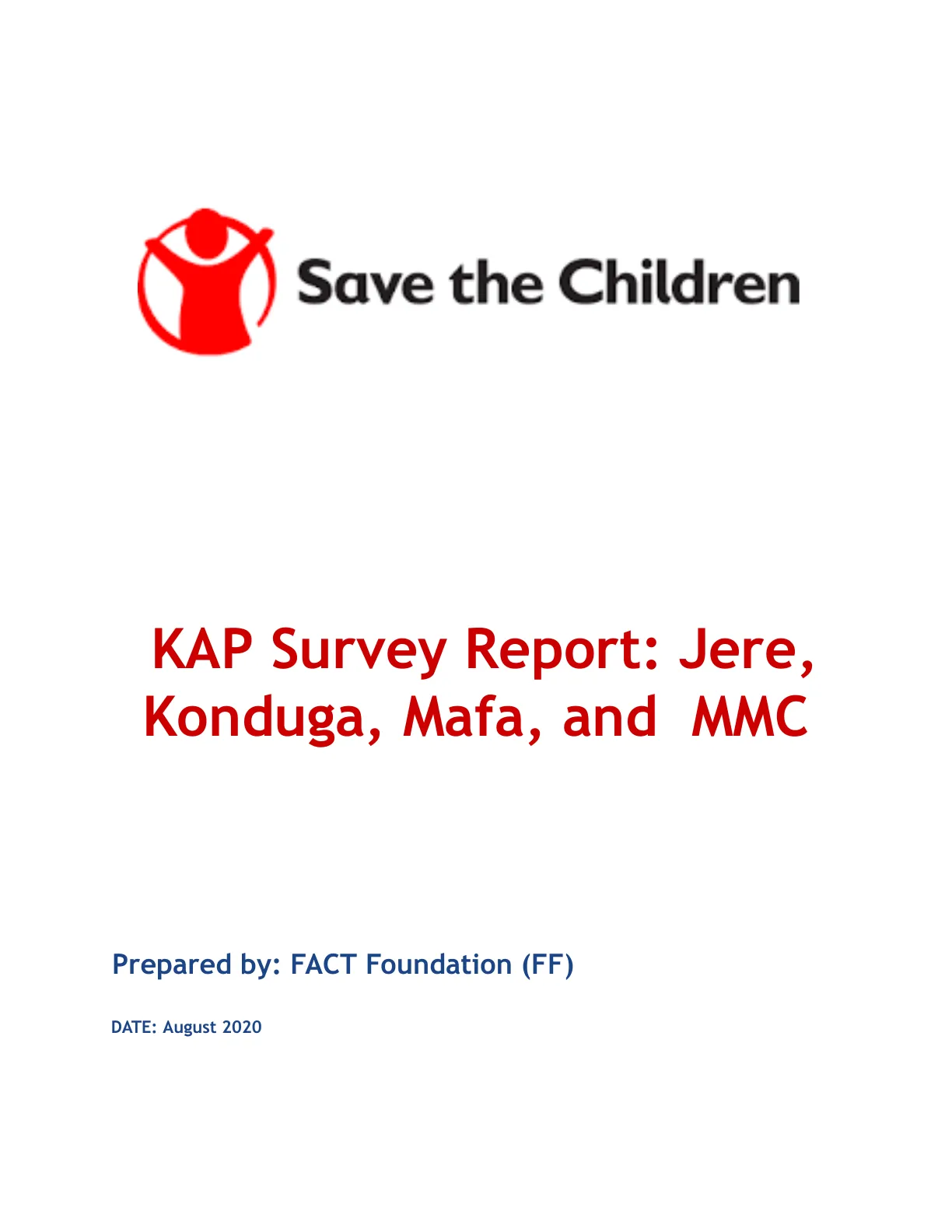 Cover of the KAP Survey Report for Jere, Konduga, Mafa and MMC